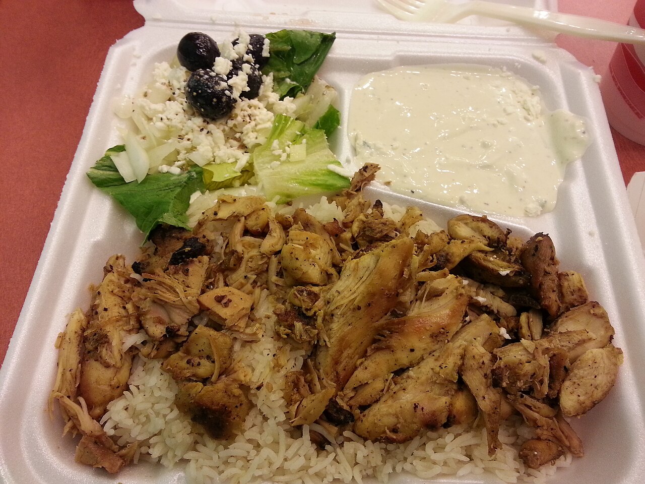 Chicken Shawarma Rice Plates with Garlic Yogurt Sauce