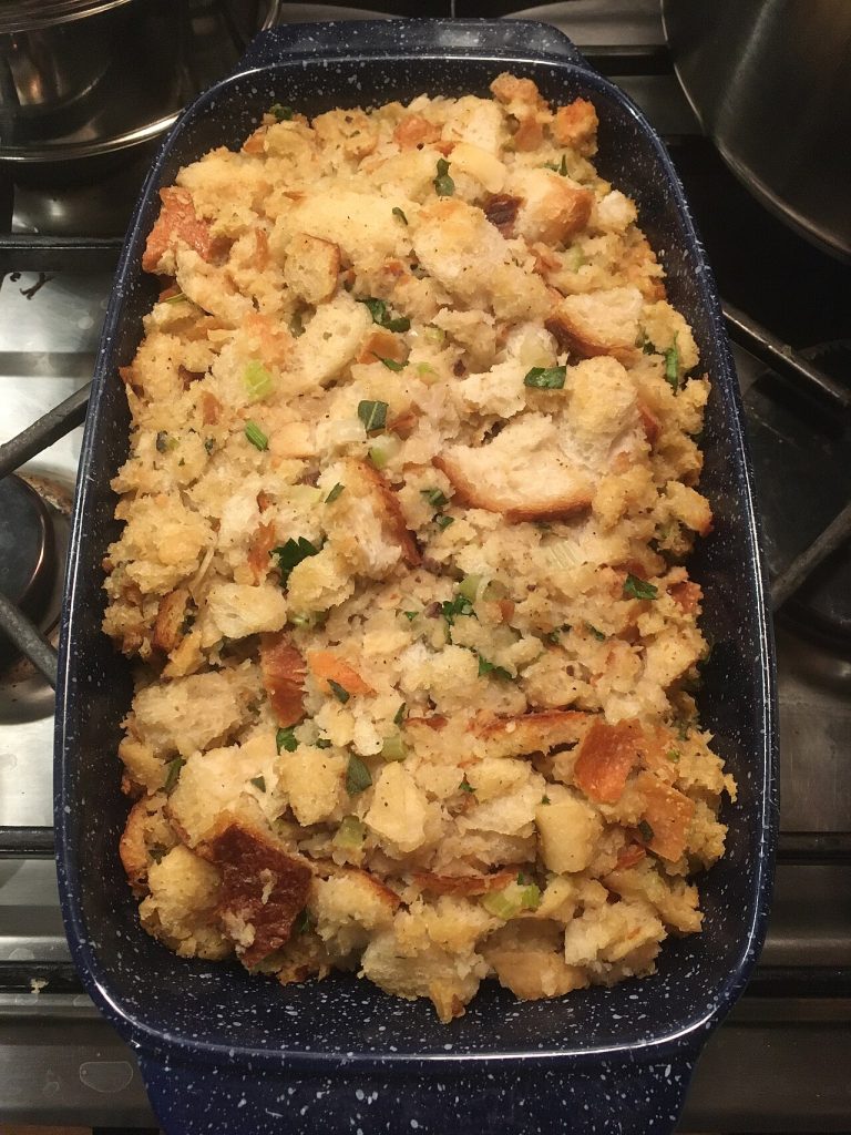 Herb Bread Stuffing with Mushrooms and Celery