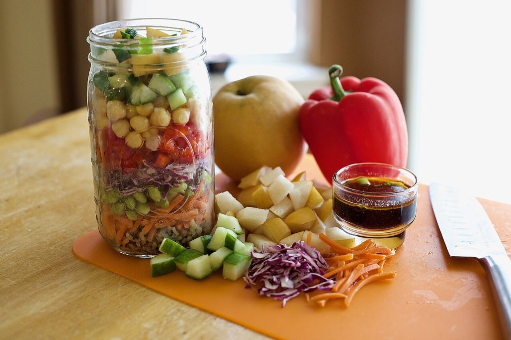 Mason Jar Salads with Miso-Ginger Dressing